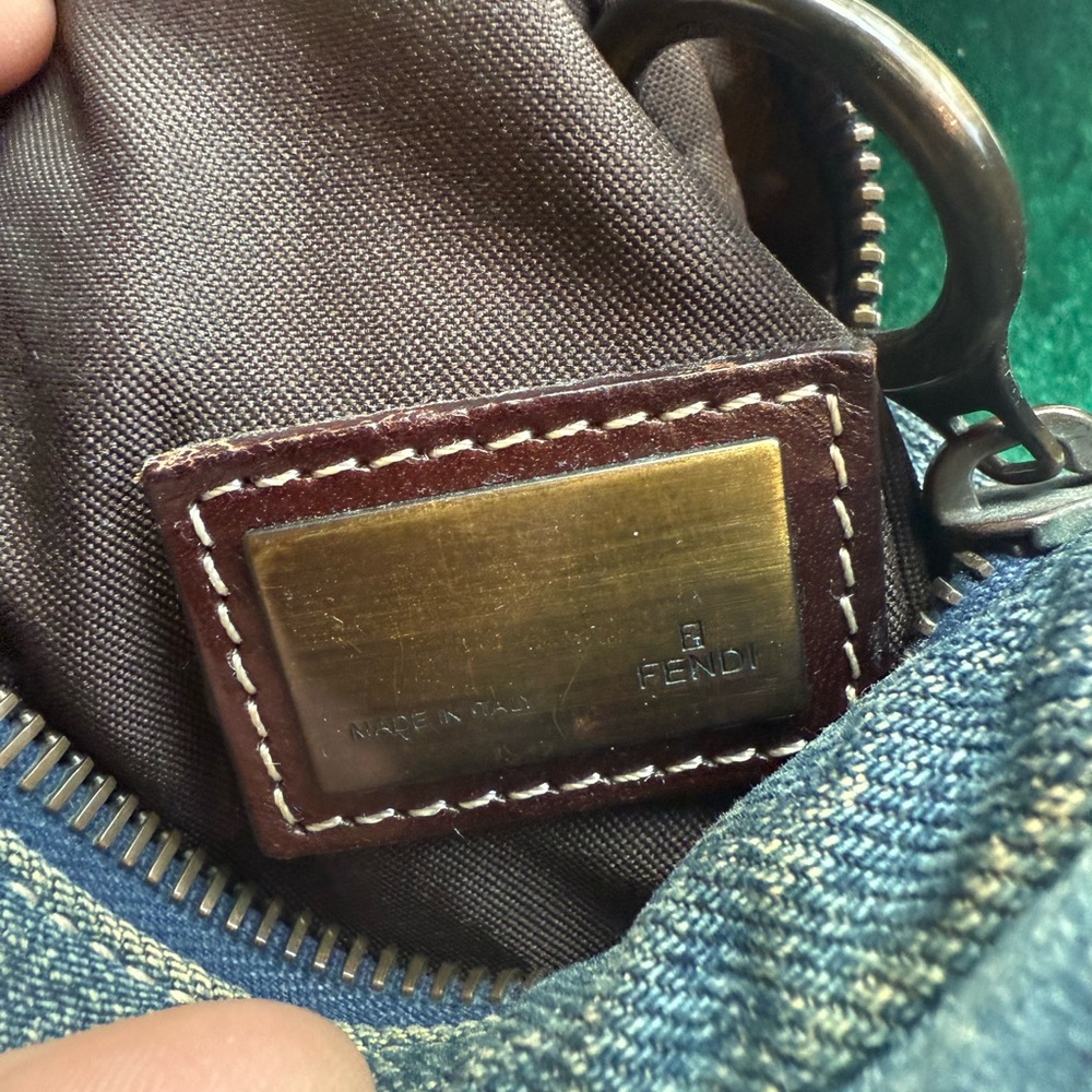 Fendi Oyster Denim Shoulder Bag with Brown Leather Trim - Picture 5 of 5